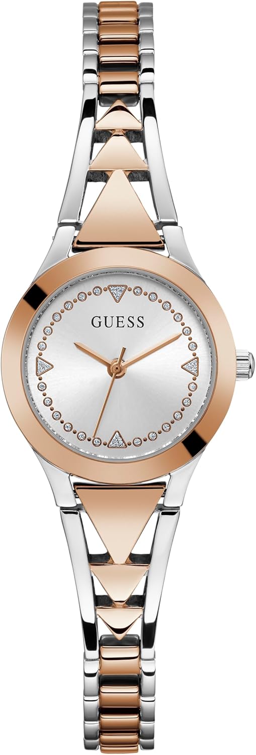 Guess Dames 26 mm horloge - tweekleurige G-Link zilveren wijzerplaat tweekleurige kast