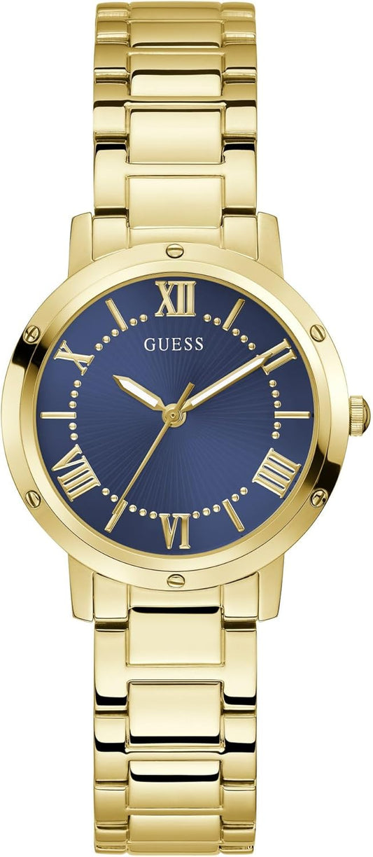 GUESS Dameshorloge polshorloge Dawn GW0404L4 roestvrij staal goud, blauw, Modern