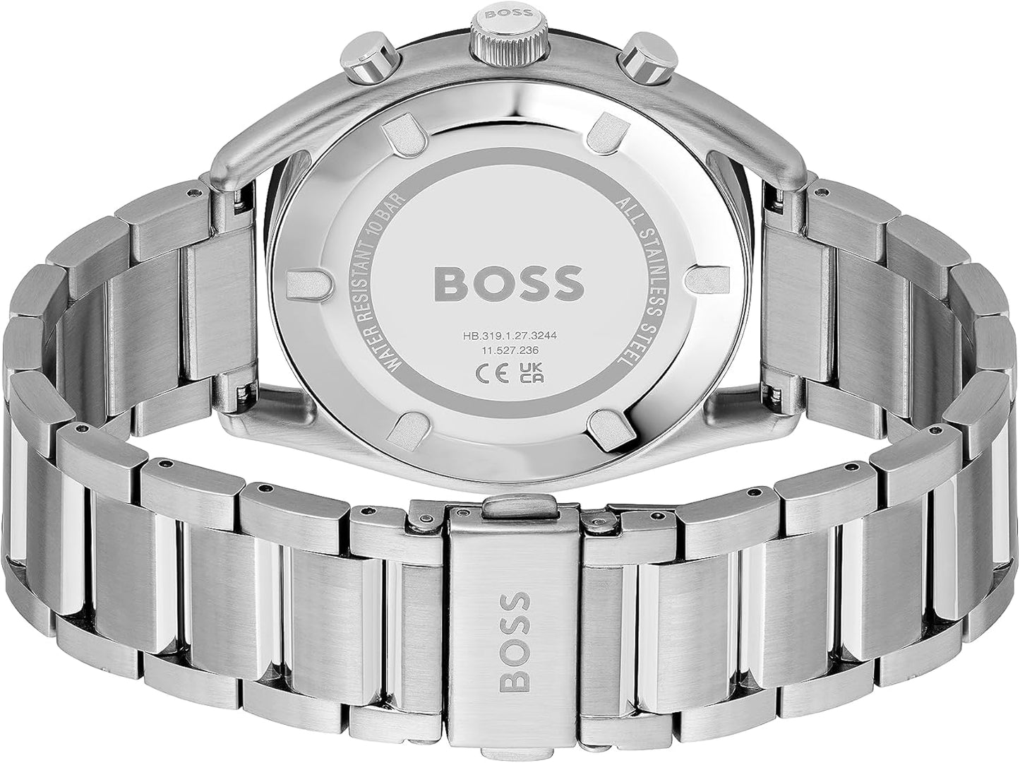BOSS Chronograaf Quartz Horloge voor Mannen TOP Collectie met Roestvrij Staal of Siliconen Armband, Blauw, Roestvrij staal