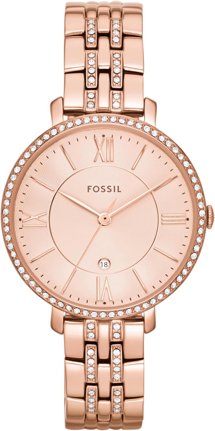 Fossil Jacqueline Watch for Women, Quartz movement with Stainless steel and leather Strap