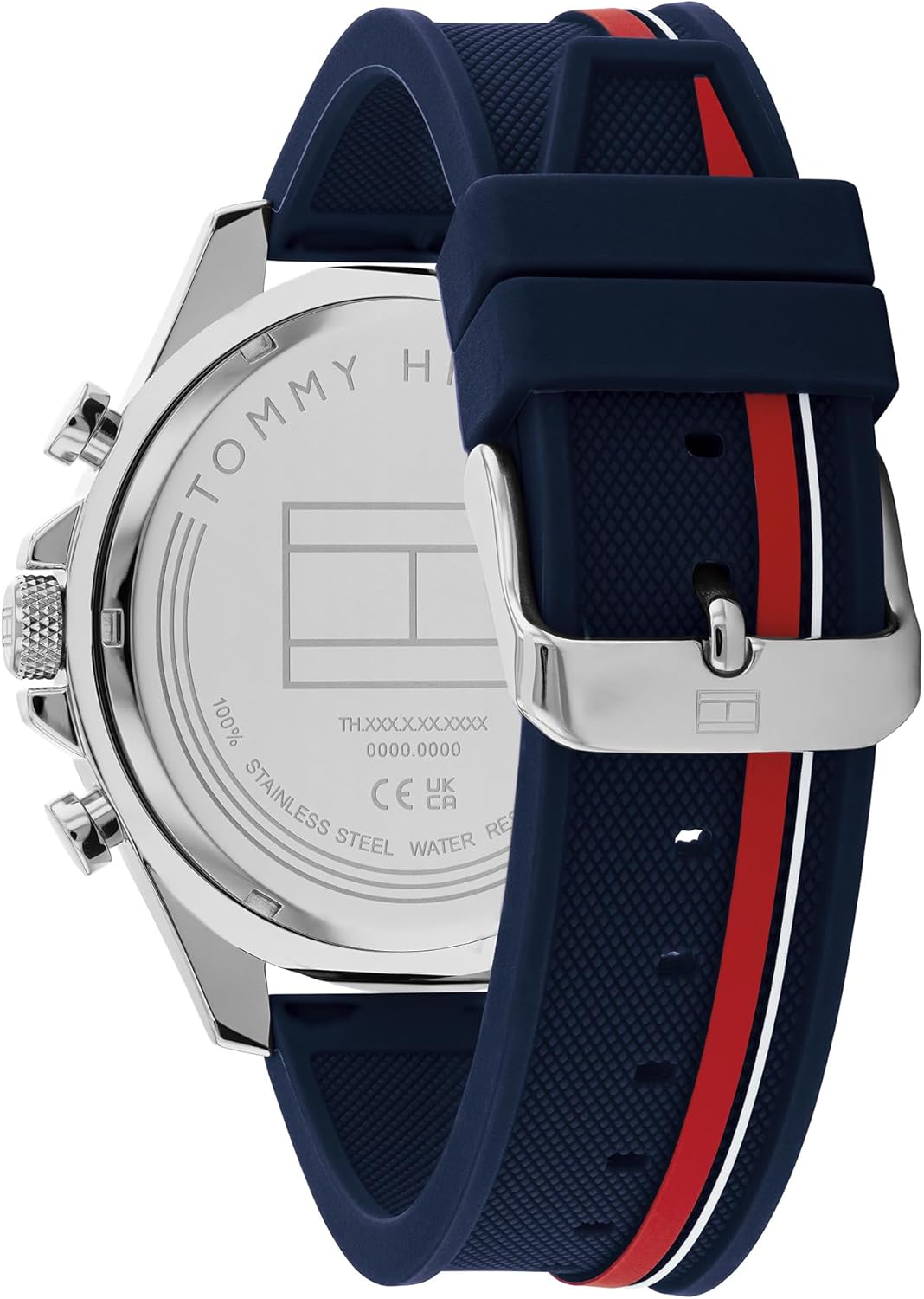 Tommy Hilfiger Analoog Japans kwartshorloge voor heren met roestvrijstalen band, Zwart, Siliconen