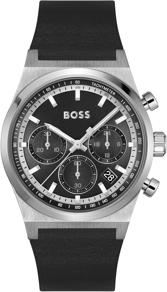 BOSS Chronograaf Quartz Horloge voor Heren CANDOR CHRONO Collectie - Verkrijgbaar met roestvrijstalen band of leren band