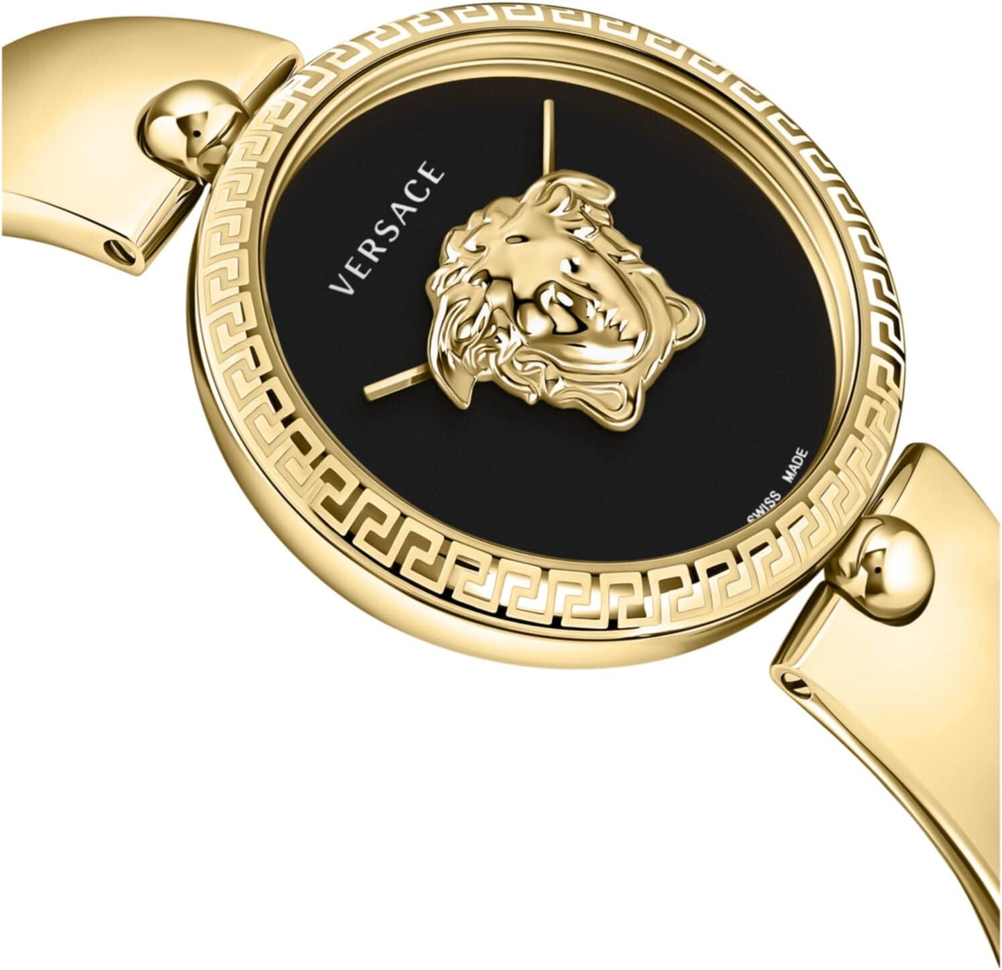 Versace Palazzo Empire Collection Luxe dameshorloge met gouden armband met gouden kast en zwarte wijzerplaat, goud, bot, Palazzo Empire, goud, bot, Palazzo Empire, Goud, OS, Palazzo Empire