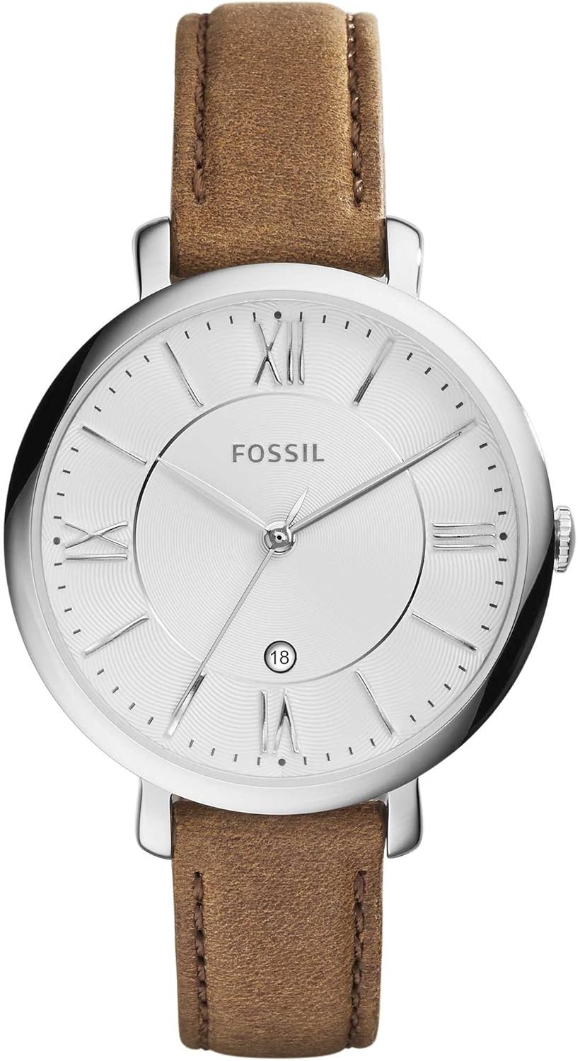 Fossil Jacqueline Watch for Women, Quartz movement with Stainless steel and leather Strap