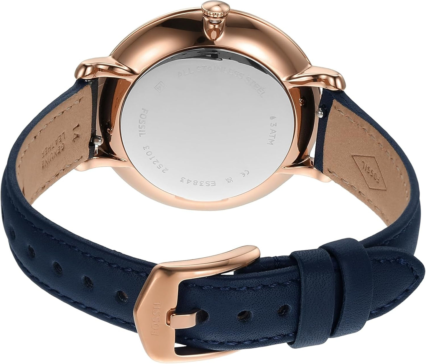 Fossil ES3988 Analoog kwartshorloge voor dames, met leren armband, Roségoud, standard size, jacqueline