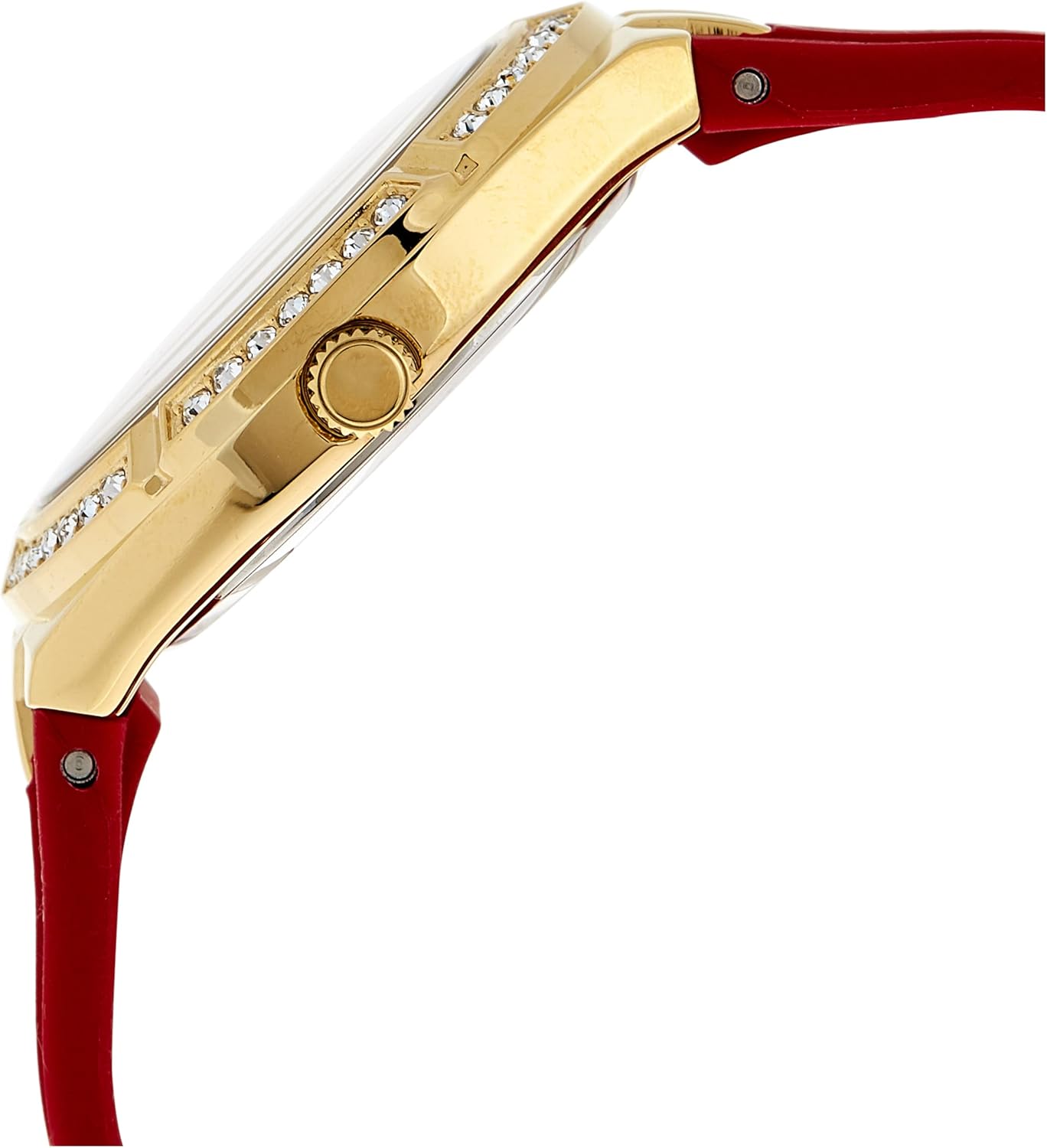 GUESS Blauw + Rose Goud-Tone Crystal Siliconen Horloge