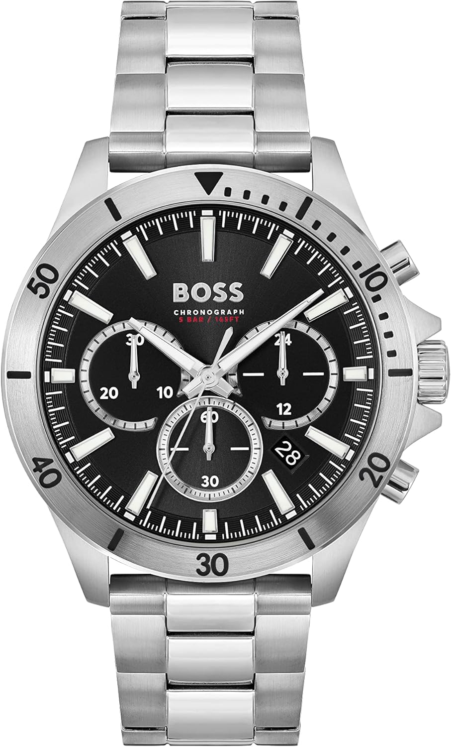 BOSS Chronograph Quartz horloge voor heren met zilveren roestvrijstalen armband - 1514057