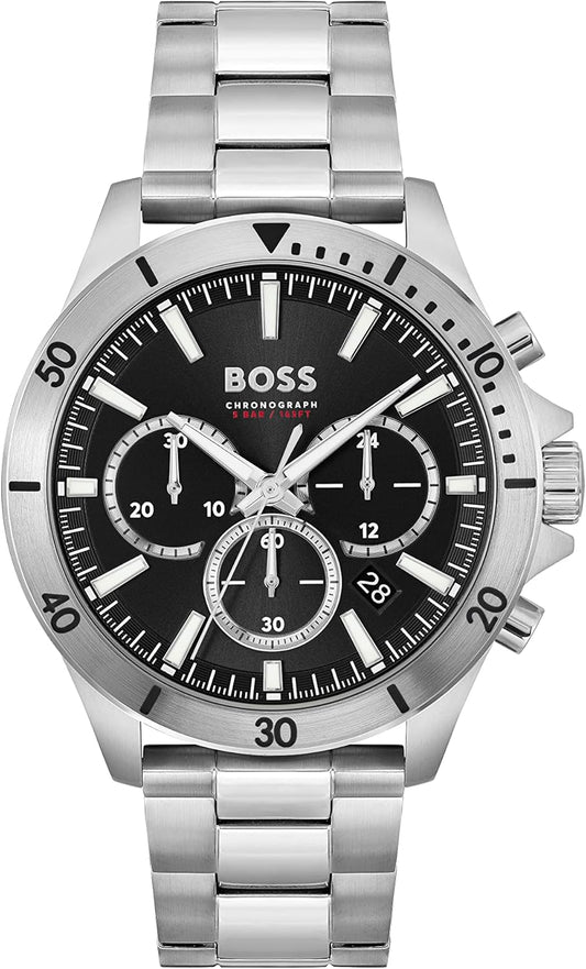 BOSS Chronograph Quartz horloge voor heren met zilveren roestvrijstalen armband - 1514057