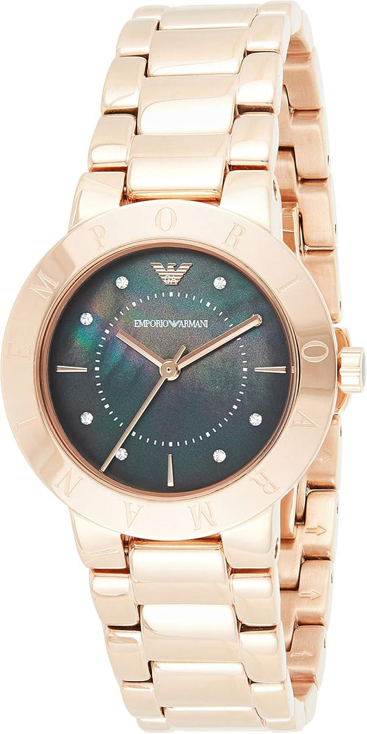 Emporio Armani Analoog quartz horloge met roségouden roestvrijstalen band voor dames AR11250