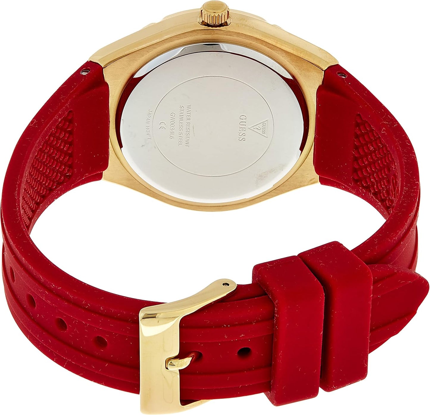 GUESS Blauw + Rose Goud-Tone Crystal Siliconen Horloge