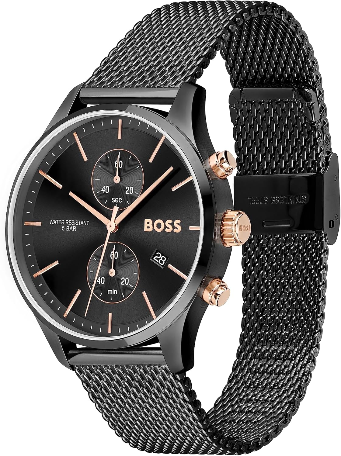 BOSS 1513707 Kwartshorloge voor heren, met roestvrijstalen armband