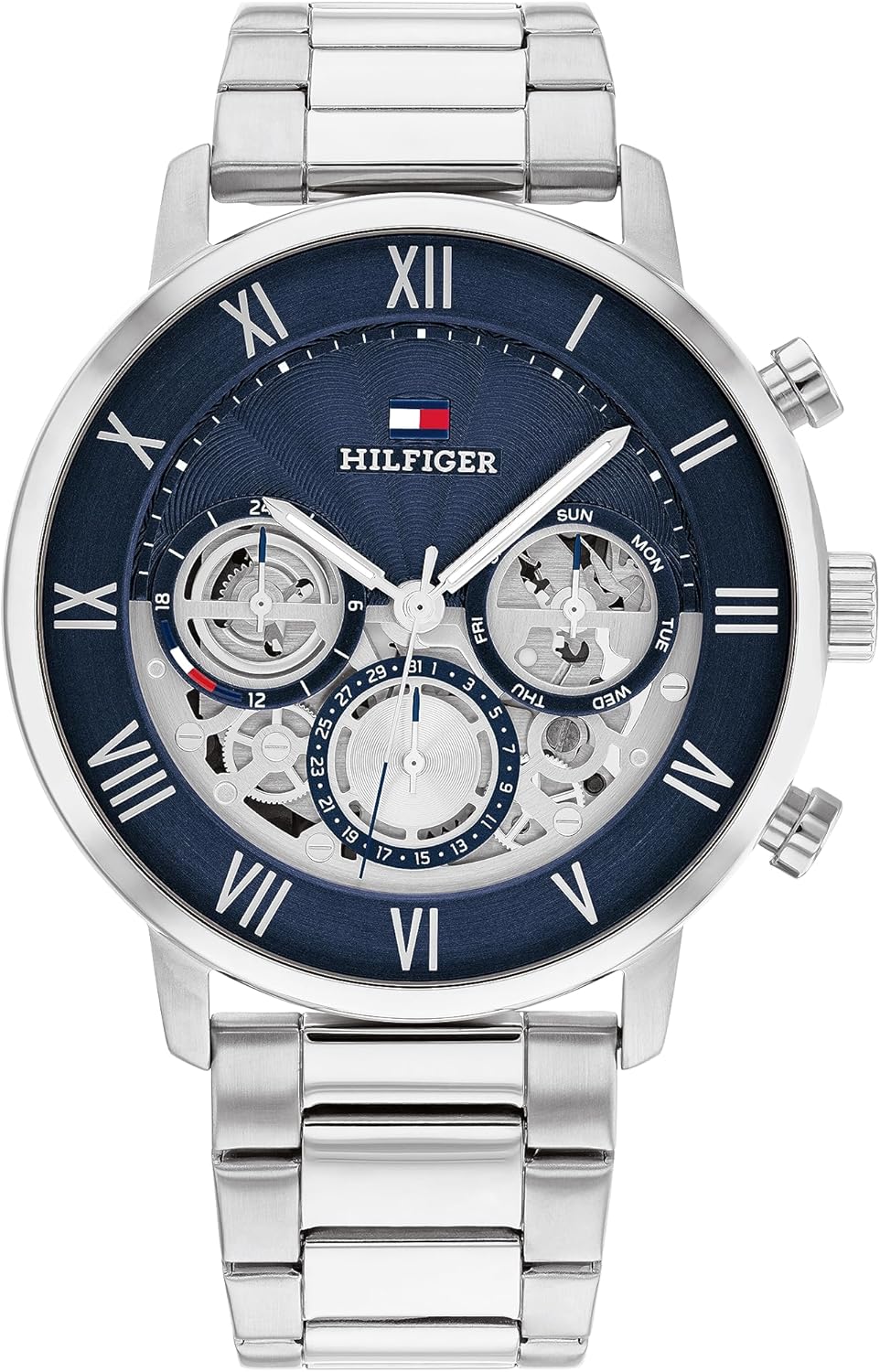 Tommy Hilfiger Analoog multifunctioneel kwartshorloge voor heren met zilveren roestvrijstalen armband - 1710569, Zilver, armband