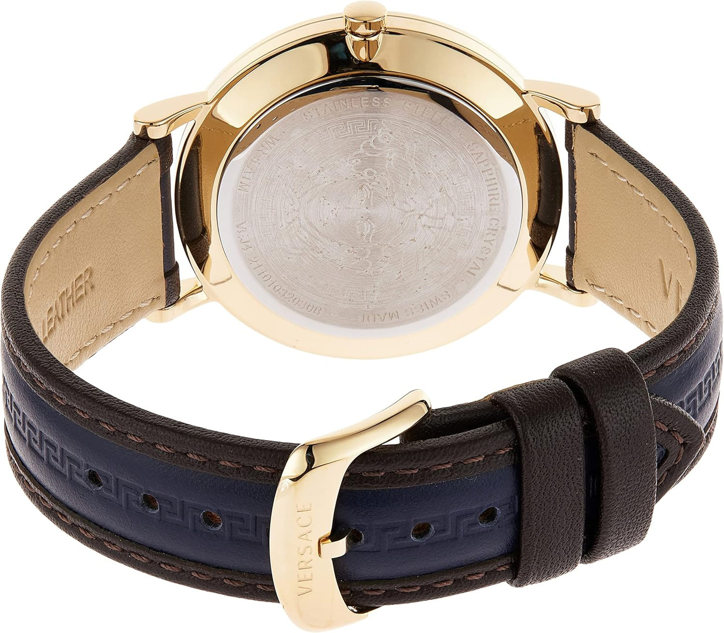 Versace Dames analoog kwartshorloge met leren armband VEJ4003 21, goud, VEJ400321