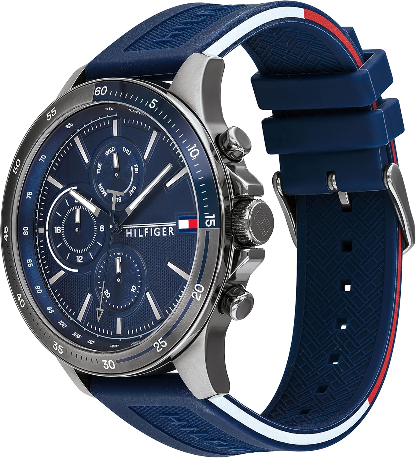 Tommy Hilfiger Analoog multifunctioneel kwartshorloge voor heren met roestvrij staal of siliconen armband