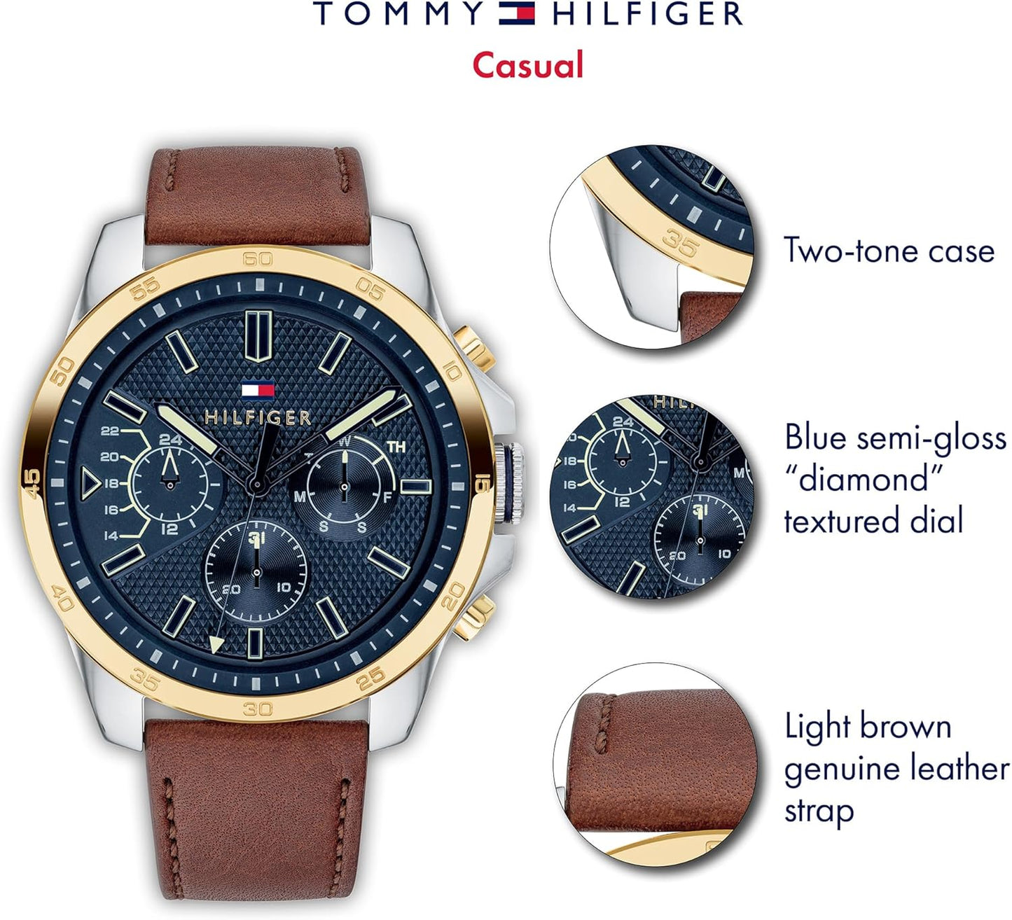 Tommy Hilfiger Heren-horloge met meerdere wijzerplaat, kwarts