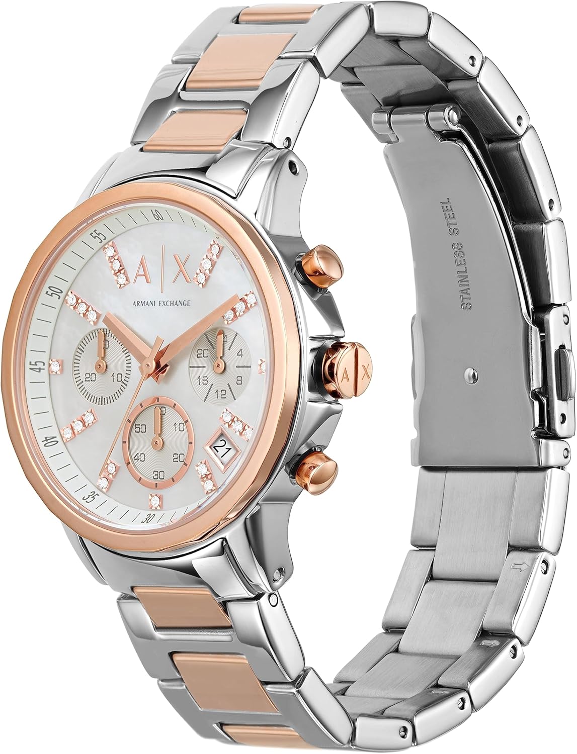 Armani Exchange Chronograaf Tweekleurig Roestvrijstalen Horloge