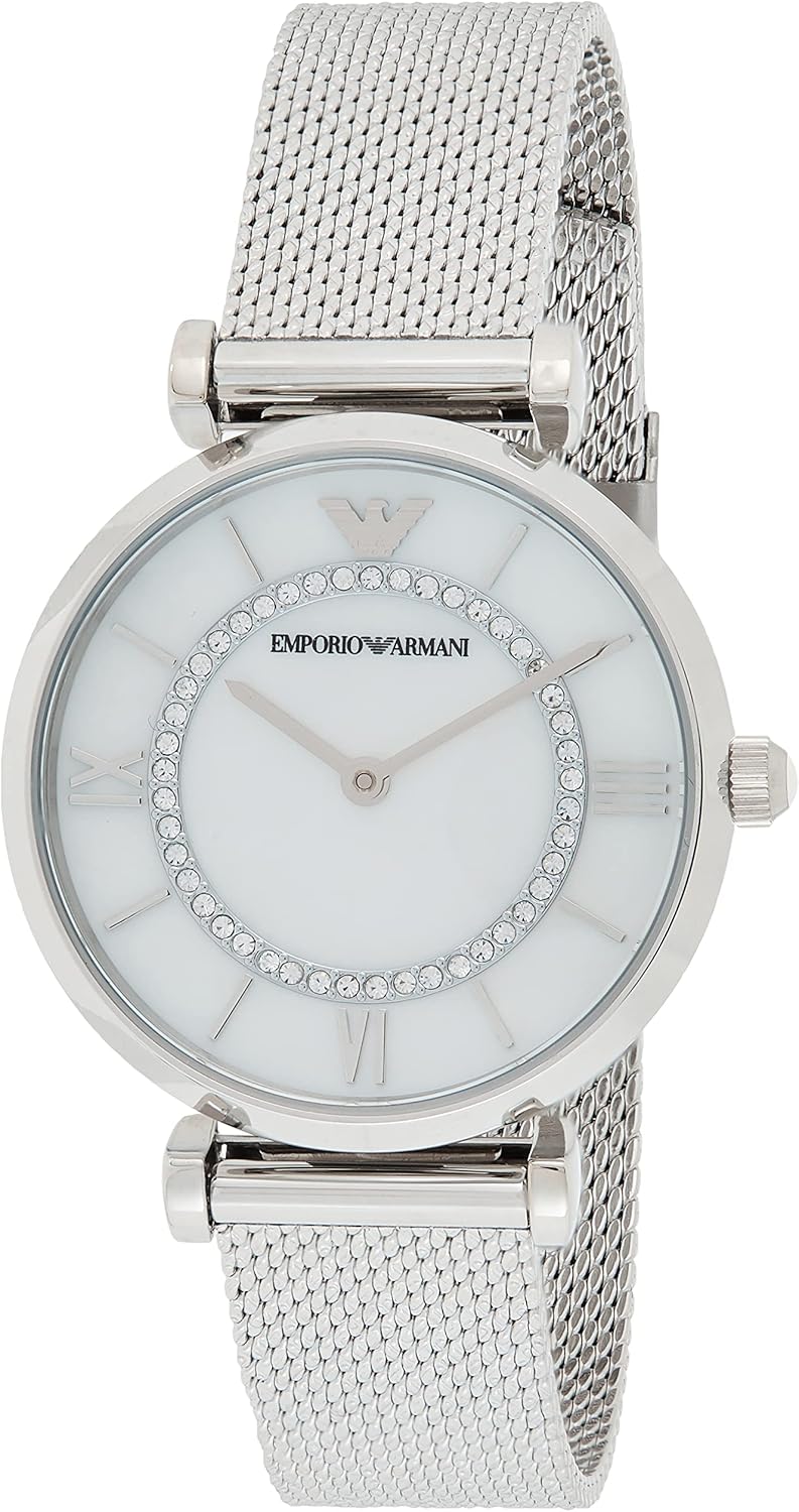 Emporio Armani - GIANNI T-BAR analoog quartz horloge met zilveren roestvrijstalen band voor dames AR11319