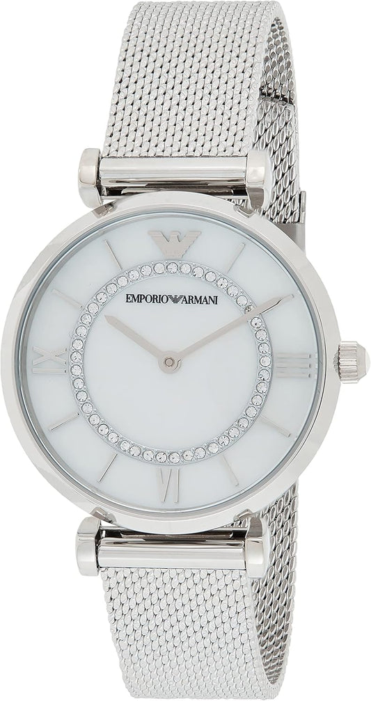 Emporio Armani - GIANNI T-BAR analoog quartz horloge met zilveren roestvrijstalen band voor dames AR11319