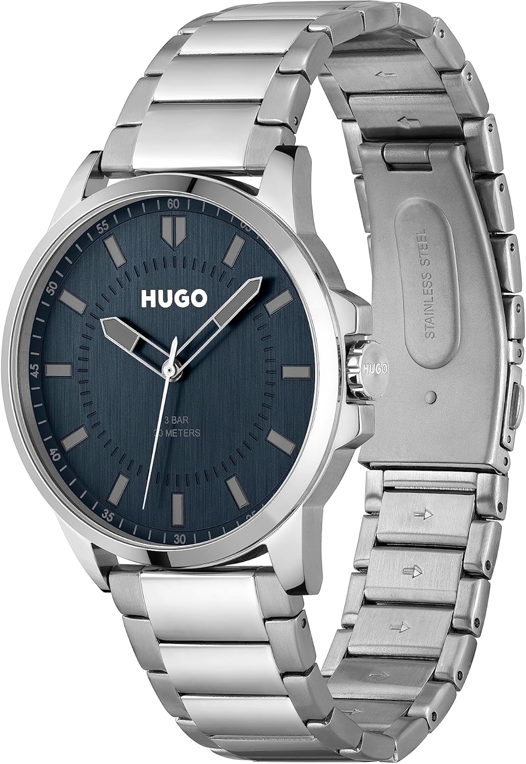 HUGO Analoog kwartshorloge voor heren, met roestvrij stalen armband 1530186