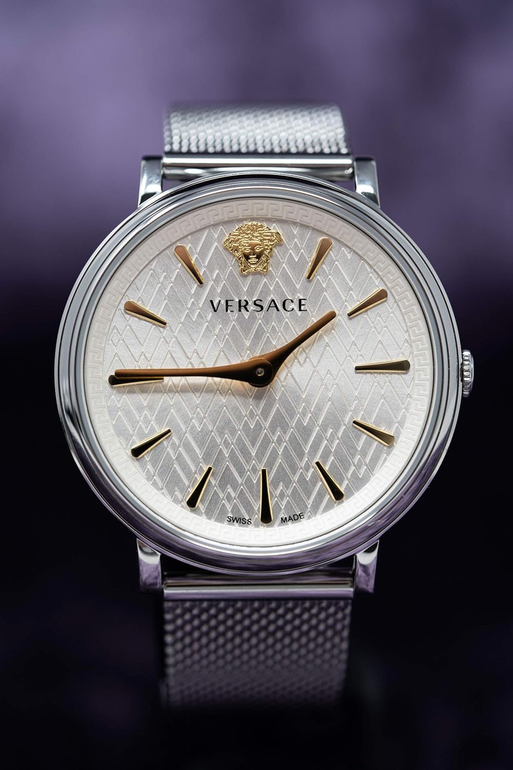 Versace Dames analoog kwartshorloge met roestvrij stalen armband VE81005 19, zilver, armband