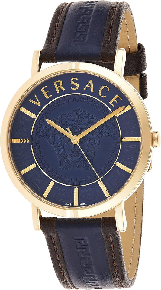 Versace Dames analoog kwartshorloge met leren armband VEJ4003 21, goud, VEJ400321