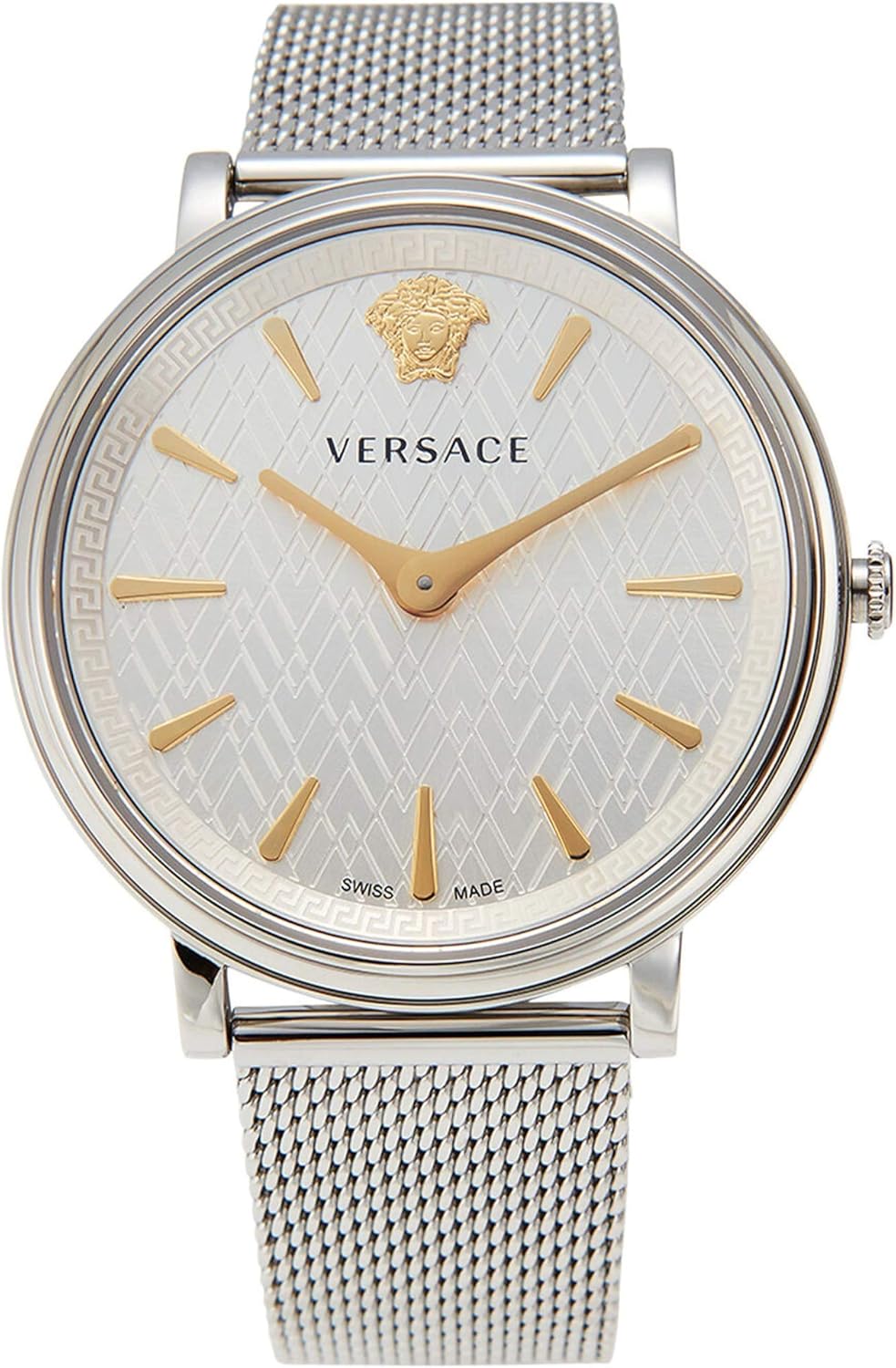 Versace Dames analoog kwartshorloge met roestvrij stalen armband VE81005 19, zilver, armband