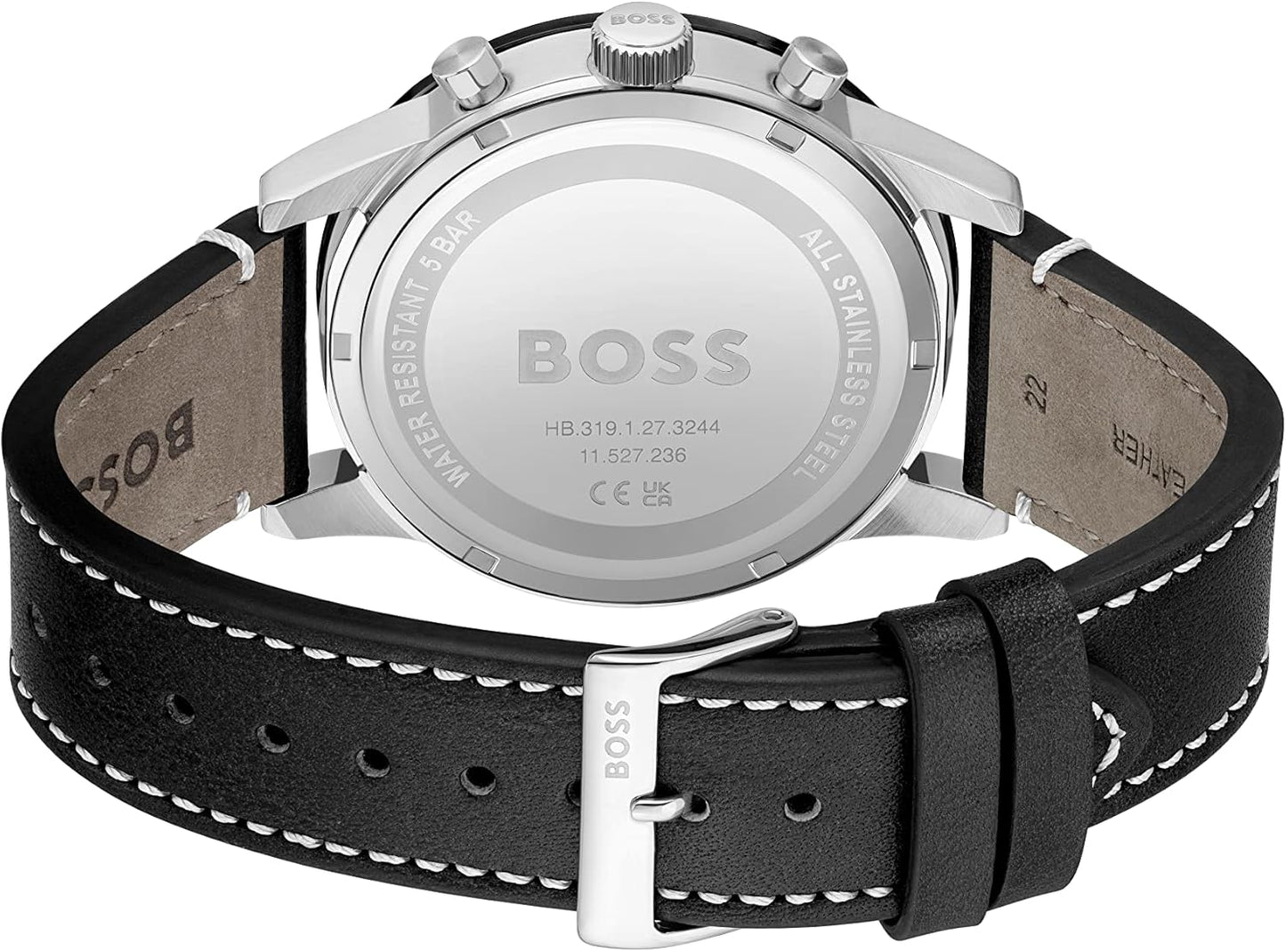 BOSS Analoog kwartshorloge voor heren met leren band 1513920