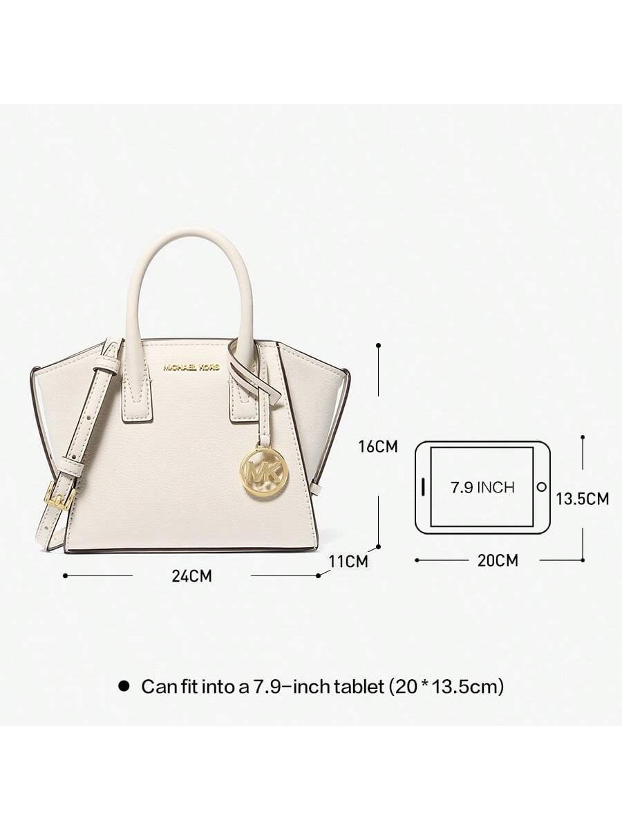 Michael Kors Avril Extra-Small Leather Shoulder Bag Top Zip Slouchy Satchel Bag,Light Cream White